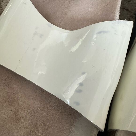 Mephisto White Patent Leather Slide-on Sandals 38 - Picture 3 of 5